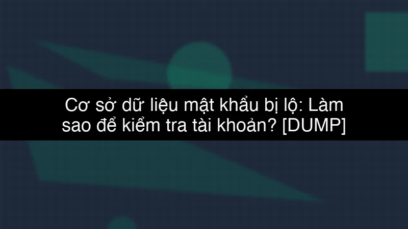 Cơ sở dữ liệu mật khẩu bị lộ: Làm sao để kiểm tra tài khoản? data dump