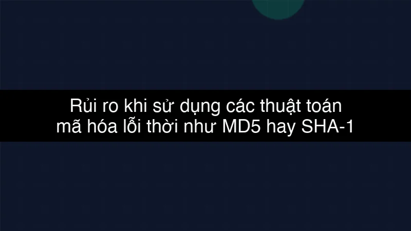 Rủi ro khi sử dụng các thuật toán mã hóa lỗi thời như MD5 hay SHA-1 data dump